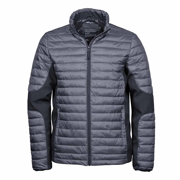 Teejays Mens Padded Full Zip Crossover Jacket 4XL Space Grey/Bl Space Grey/Black 4XL