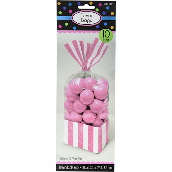 Amscan Randiga Godispåsar (10-pack) One Size Ljusrosa Light Pink One Size