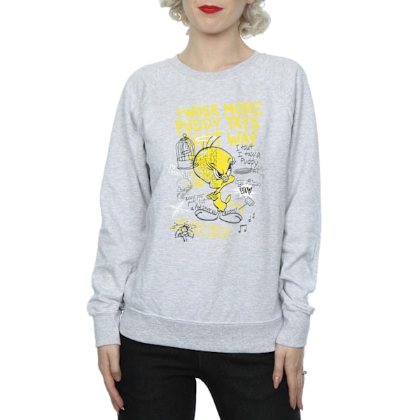 Looney Tunes Dam/Damer Tweety Pie More Puddy Tats Sweatshirt Heather Grey XL