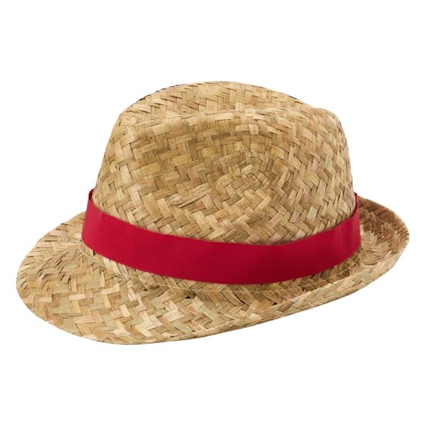 Floso Unisex Vuxen Pricus Solhatt i Halm One Size Natur/Röd Natural/Red One Size