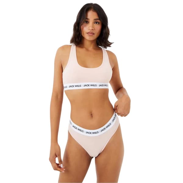 Jack Wills Dam/Dam Dibsdall Bomullsjersey Bralette (Förpackning Pink/Navy 6 UK