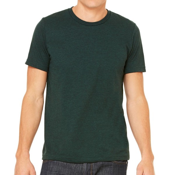 Canvas Mens Triblend Crew Neck Plain Short Sleeve T-Shirt 2XL E Emerald Triblend 2XL