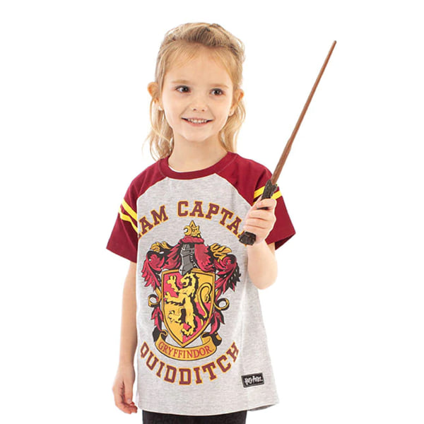 Harry Potter Girls Quidditch Team Captain kortärmad T-shirt Grey/Red 11-12 Years