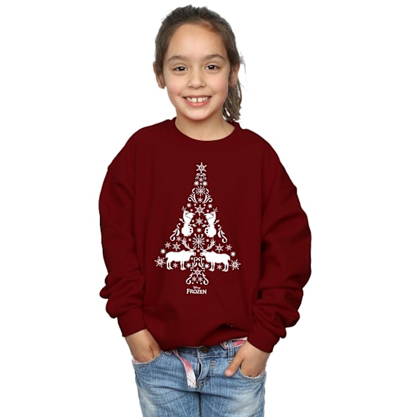 Disney Girls Frozen Julgran Sweatshirt 5-6 År Bourgogne Burgundy 5-6 Years