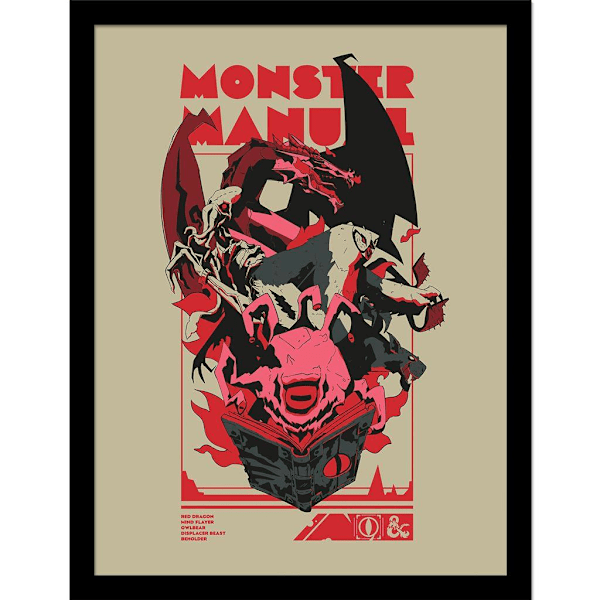 Dungeons & Dragons Monster Manual 2 inramad affisch 40cm x 30cm M Multicoloured 40cm x 30cm
