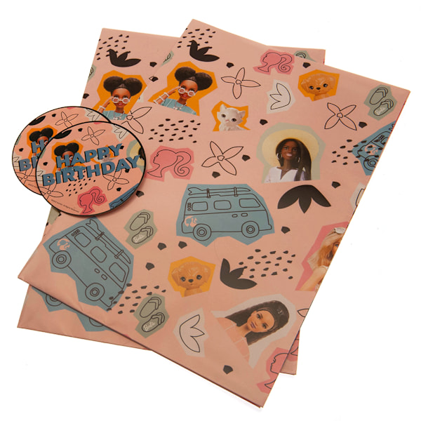 Barbie Happy Birthday Presentpapper En Storlek Flerfärgad Multicoloured One Size