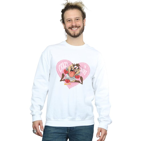 Looney Tunes Herr Taz Alla hjärtans dag Crazy In Love Sweatshirt White 3XL