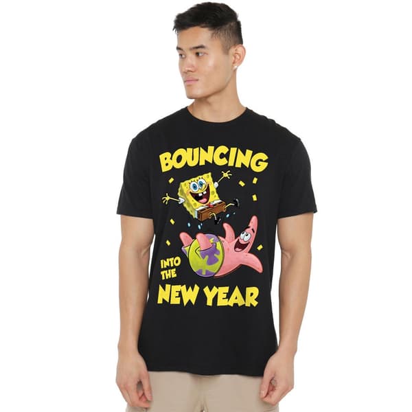 SpongeBob SquarePants Herr T-shirt Studsar In I Det Nya Året Stl M Black M