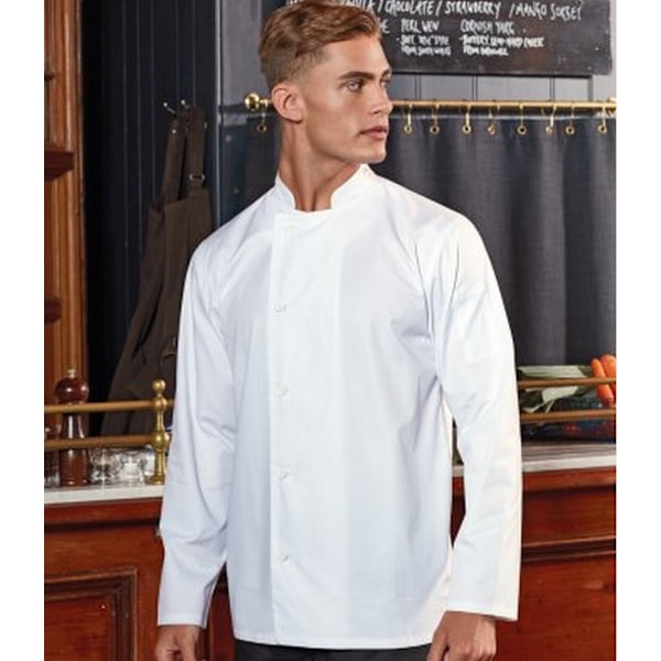 Premier Essential Långärmad Kockjack för Herrar 4XL Vit White 4XL