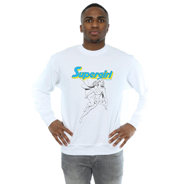 DC Comics Supergirl Mono Action Pose Sweatshirt för män 4XL Vit White 4XL