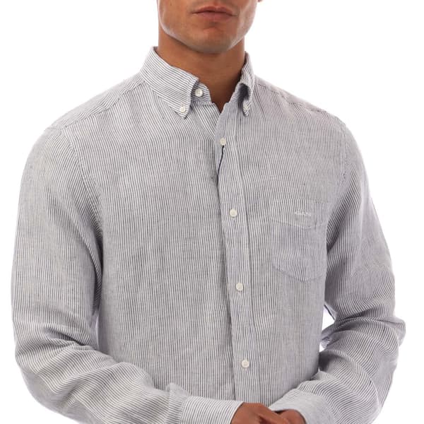 Gant Randig Linneskjorta Herr Regular XL Vit White XL