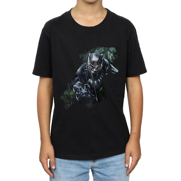 Black Panther Boys Wild Silhouette Bomull T-shirt 7-8 år Bla Black 7-8 Years