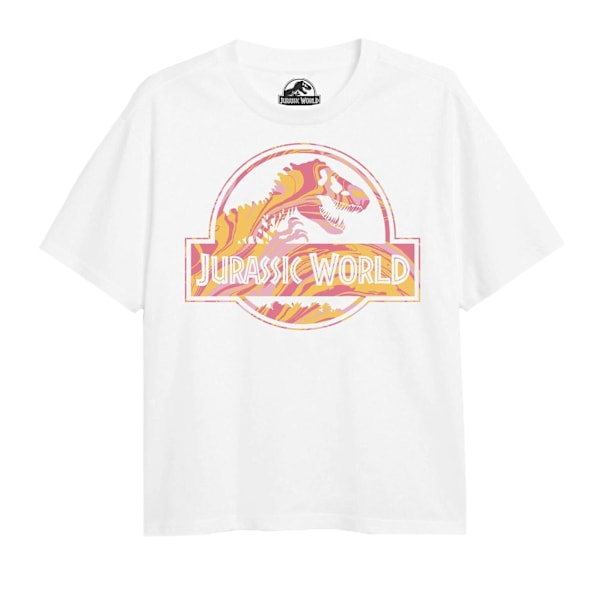 Jurassic Park T-shirt med logotyp för flickor, 12-13 år, vit White 12-13 Years