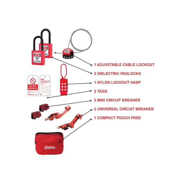 Master Lock Allmänt Underhåll Lockout Kit, 11 Delar En Storlek Multi Colour One Size