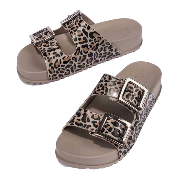 Zaxy Dam Leopardmönstrade Sliders med Dubbla Spännen 7 UK Brun Brown 7 UK