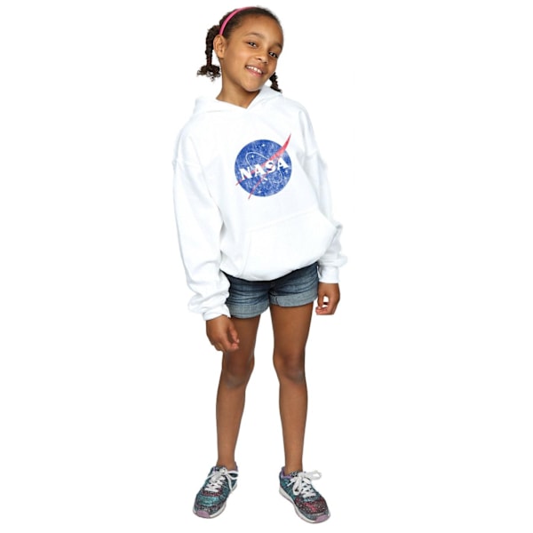 NASA Girls Classic Insignia Logo Distressed Hoodie 12-13 år White 12-13 Years