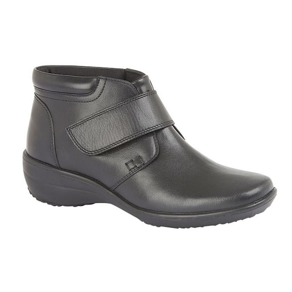 Mod Comfys Dam/Dam breda passform Softie läder ankelstövlar 5 Black 5 UK