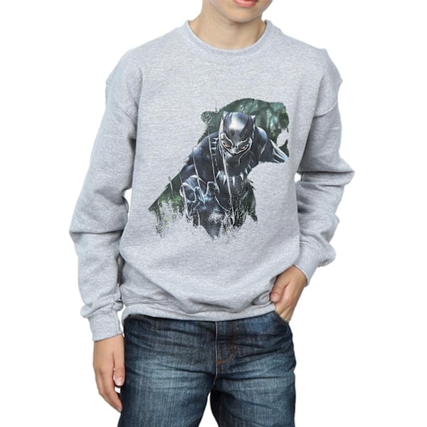 Black Panther Boys Wild Silhouette Bomullströja 9-11 År Sports Grey 9-11 Years