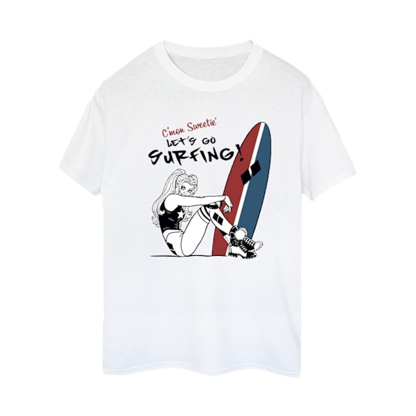 DC Comics Dam/Kvinnor Harley Quinn Let´s Go Surfing Bomull Boyfriend T-Shirt M Vit White M