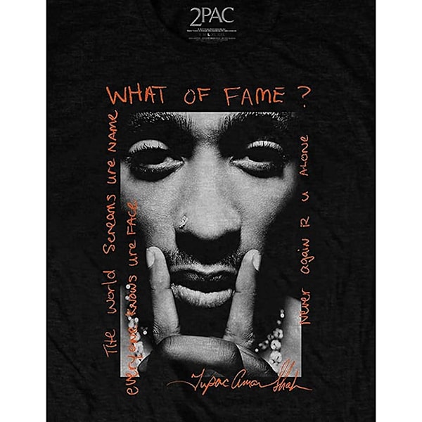 Tupac Shakur Unisex Vuxen Vad Av Fame? Bomull T-Shirt XL Svart Black XL