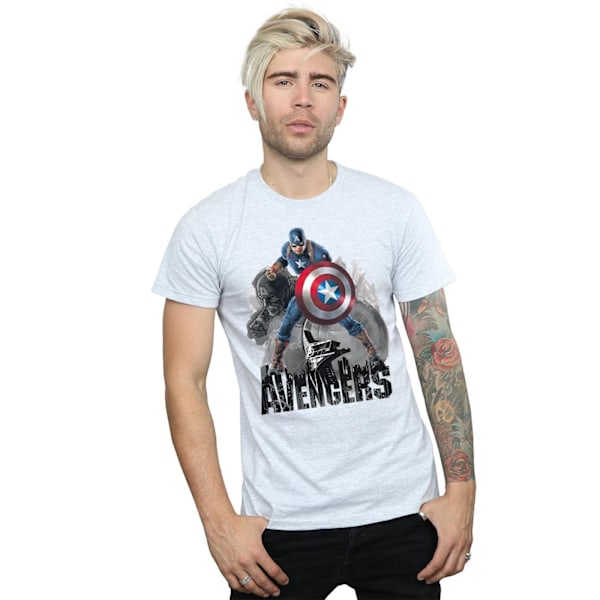 Marvel Herr Captain America Action Pose T-shirt XXL Sports Grey Sports Grey XXL