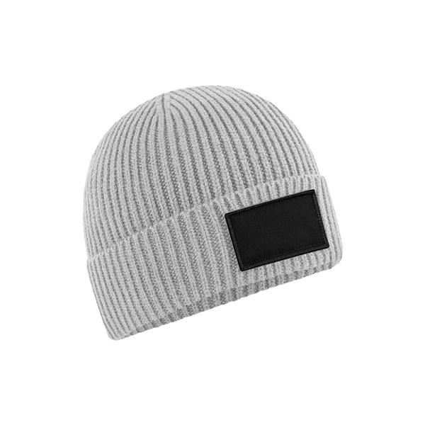 Beechfield Fashion Woven Patch Beanie One Size Light Grey/Black Light Grey/Black One Size