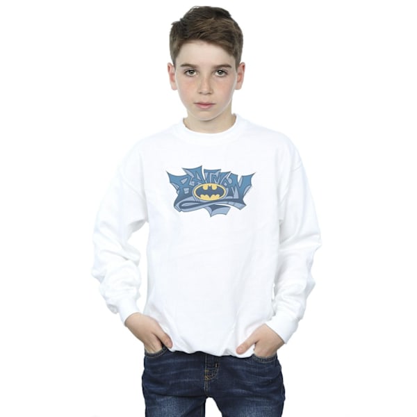 DC Comics Boys Batman Graffiti Logo Sweatshirt 12-13 år Vit White 12-13 Years