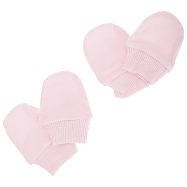 Baby Newborn 100 % bomull, elastiska skrapvantar (paket med 2 Pink Newborn
