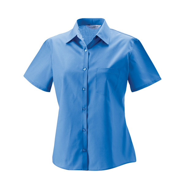Russell Collection Dam/Damer Poplin Lätt-Skötsel Kortärmad Corporate Blue XXL