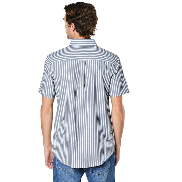 Maine Herr Oxford Multi Stripe Kortärmad Skjorta S Marinblå Navy S