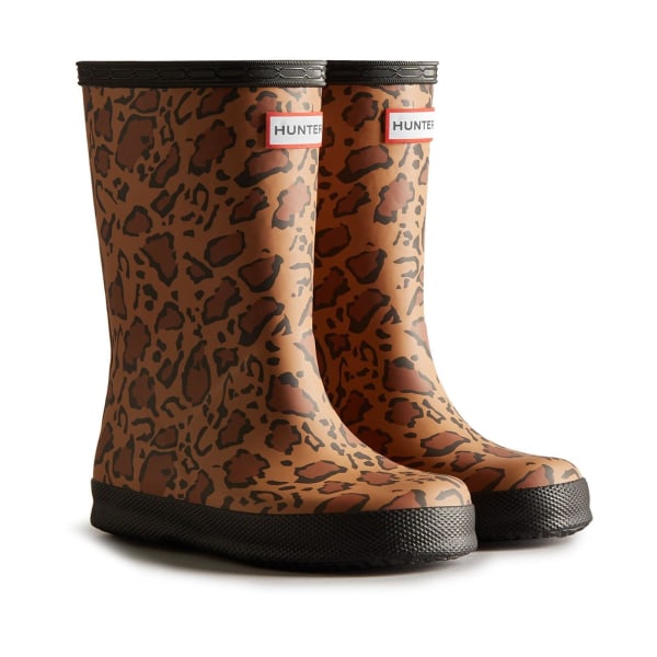 Hunter Childrens/Kids Original Leopard Print Wellington Boots 1 Black/Rich Tan/Saddle 1 UK
