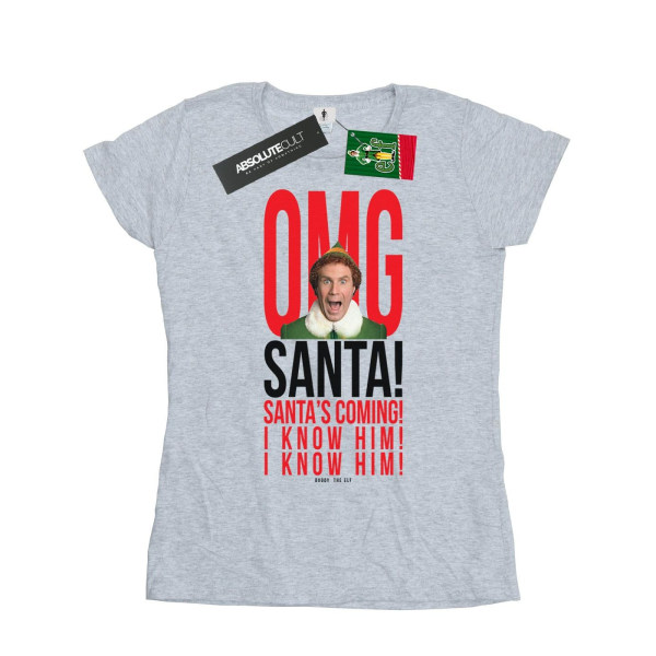 Elf Dam/Damer OMG Santa I Know Him Bomull T-shirt L Sport Sports Grey L