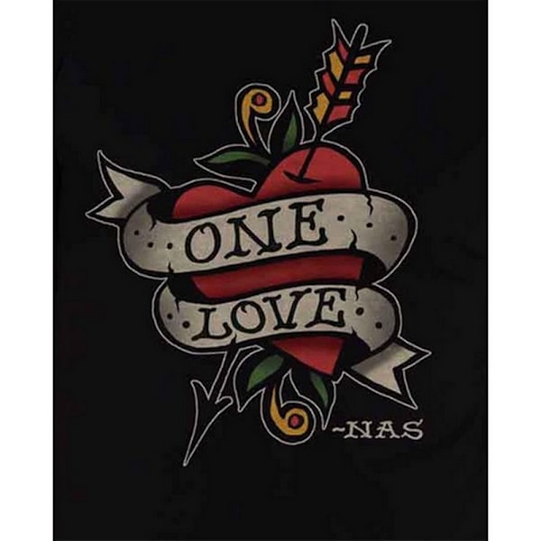 Nas Unisex Vuxen Love Tattoo Bomull T-shirt XL Svart Black XL