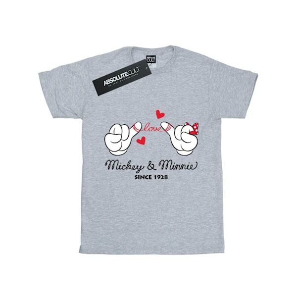Disney Dam/Kvinnor Mickey Mouse Love Hands Bomull Boyfriend T Sports Grey M