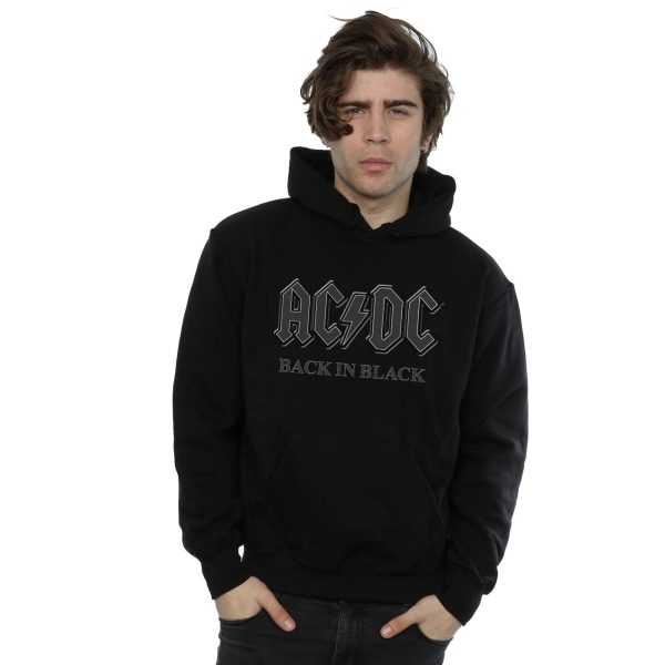 AC/DC Mens Back In Black Hoodie L Svart Black L