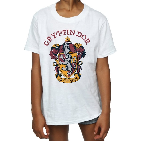 Harry Potter T-shirt i bomull för flickor, Gryffindor, 7-8 år, vit White 7-8 Years