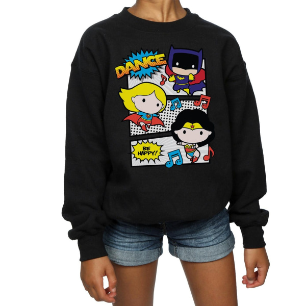DC Comics Girls Chibi Super Friends Dance Sweatshirt 9-11 år Black 9-11 Years