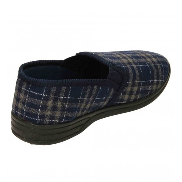 Sleepers Herr Dale Rutig Velours Tofflor 12 UK Marinblå Navy 12 UK