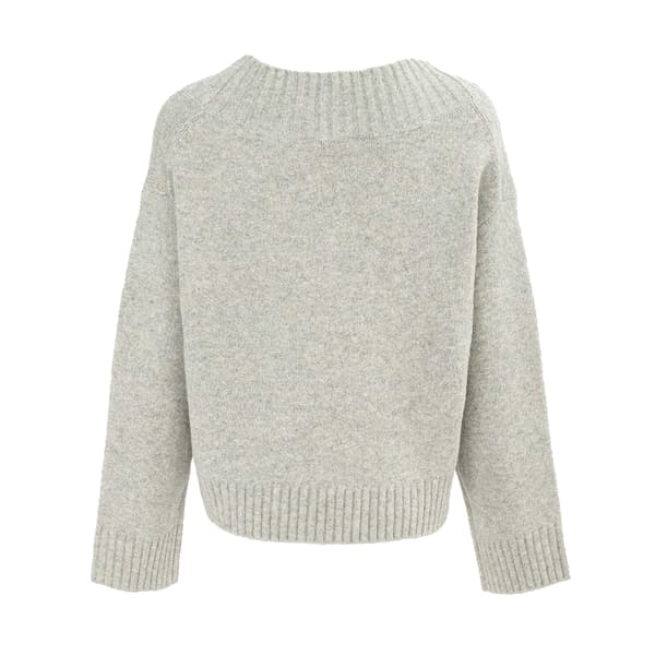Miso Dam/Dam Stickad V-ringad Tröja 14 UK Grå Grey 14 UK