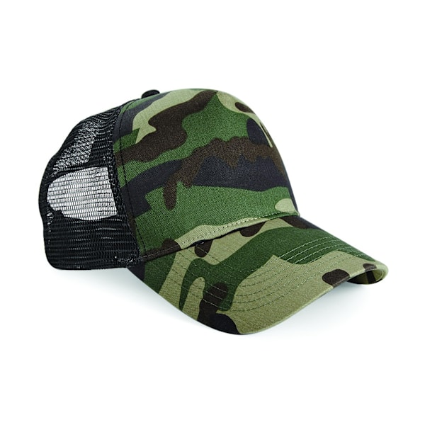 Beechfield Retro Camouflage Snapback Trucker Cap (2-pack) On Jungle Camo One Size