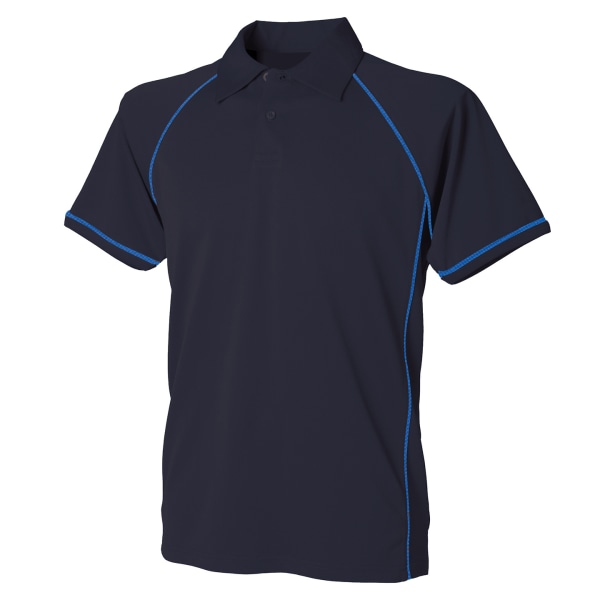 Finden & Hales Kids Unisex Piped Performance Sports Polo Shirt Navy/Royal Blue 11-12