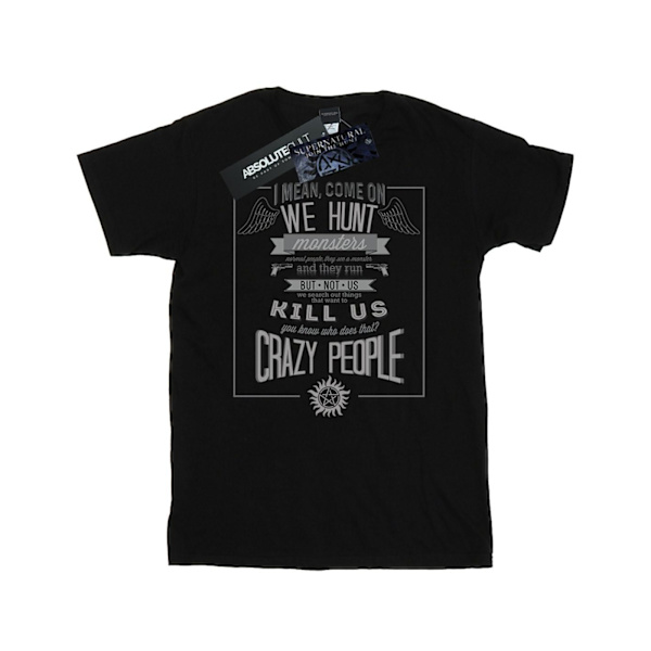 Supernatural Dam/Damer Crazy People Bomull Boyfriend T-Shir Black XL