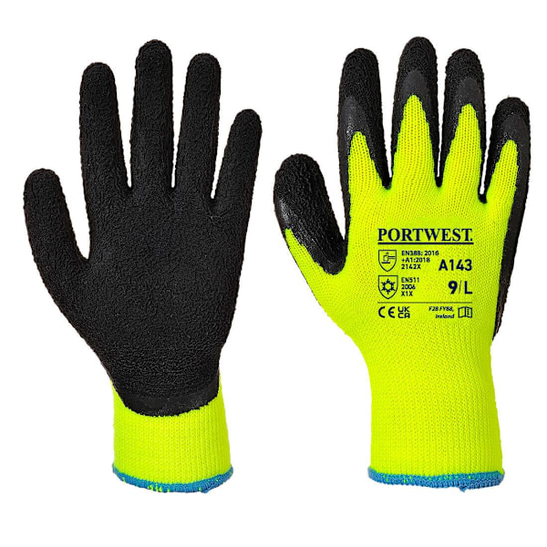 Portwest Unisex Adult A143 Termiska mjuka grepphandskar XL Gul/Svart Yellow/Black XL