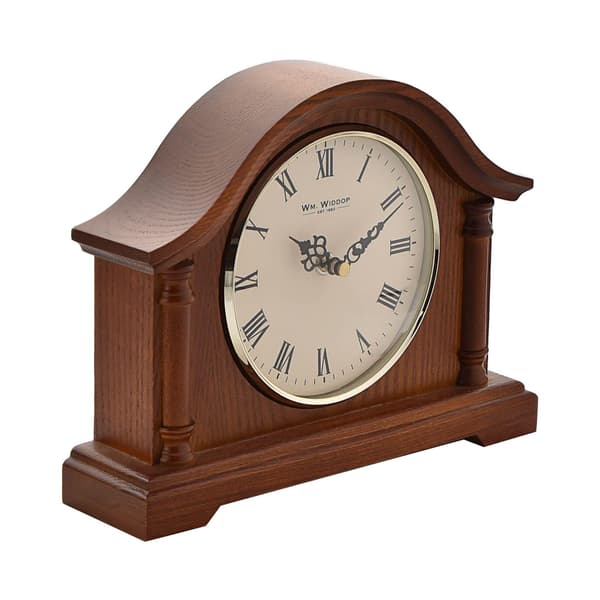 Wm.Widdop Broken Arch Mantel Clock Silver Bezel Walnut One Size Walnut wood One Size