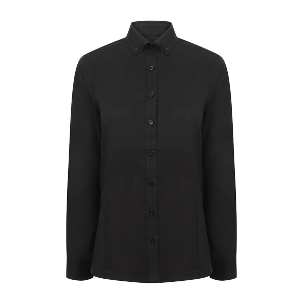 Henbury Modern långärmad Oxfordskjorta för dam/dam L Svart Black L