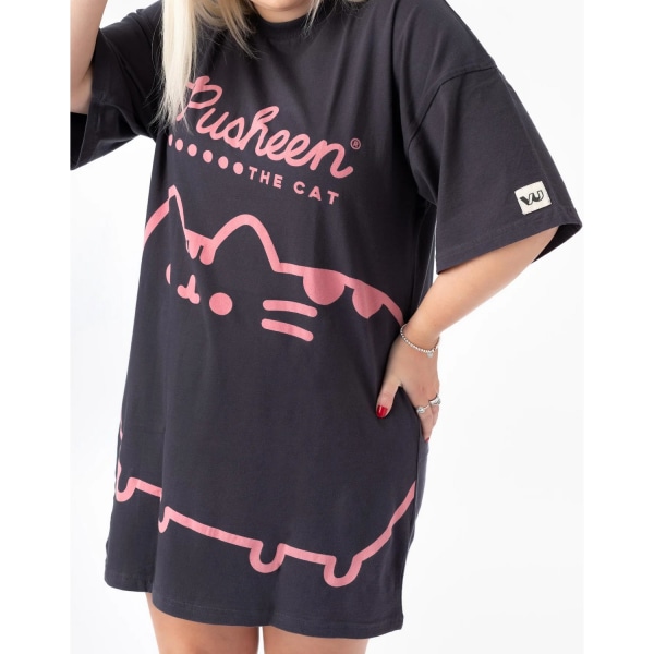 Pusheen Oversize T-shirtklänning för damer S Charcoal Grey/P Charcoal Grey/Pink S