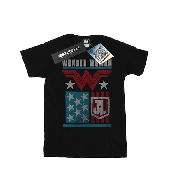 DC Comics Girls Justice League Movie Wonder Woman Flag Bomull T-shirt Black 12-13 Years