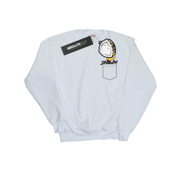 Looney Tunes Dam/Dam Daffy Duck Faux Pocket Sweatshirt S White S