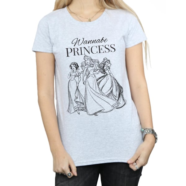 Disney Princess Dam/Damer Wannabe Princess Bomull T-shirt L Sports Grey L