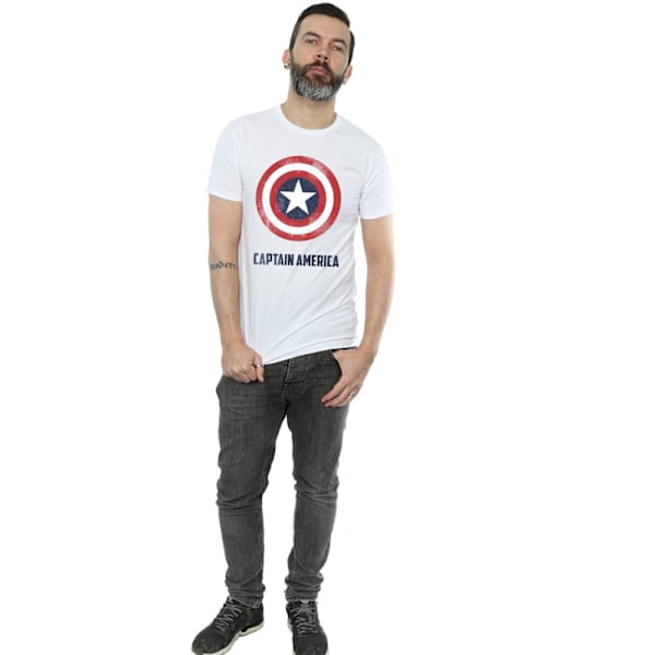 Marvel Herr Captain America Shield Text T-Shirt XL Vit White XL